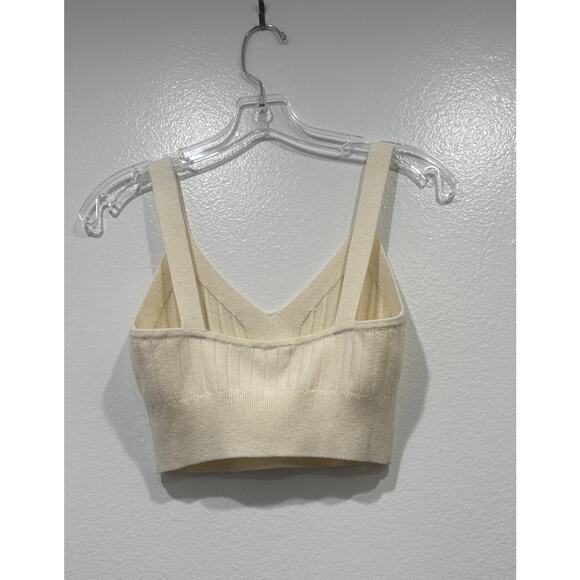 Eberjey Recycled Sweater Crop Top Short Set Size Medium Wide Rib Ivory Lounge - Picture 3 of 9